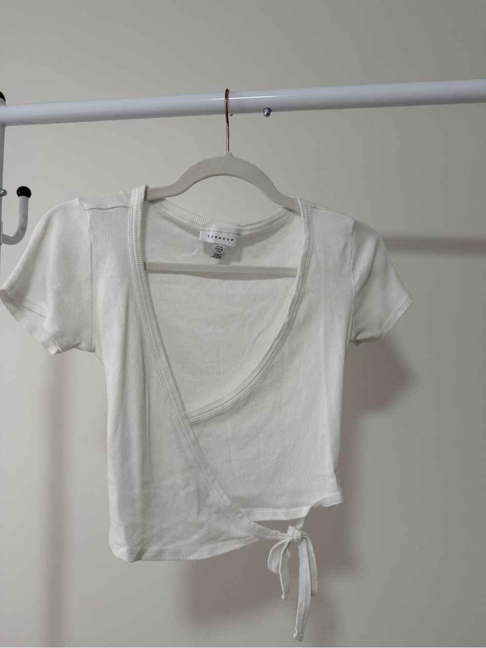 Topshop White Wrap Tie Crop Top